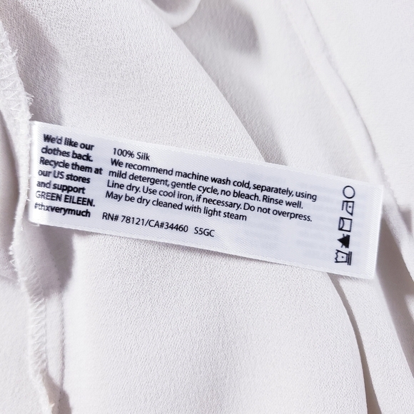 Eileen Fisher 100% Silk Georgette Crepe Sleeveless Tunic Beige Size Small - Picture 10 of 10